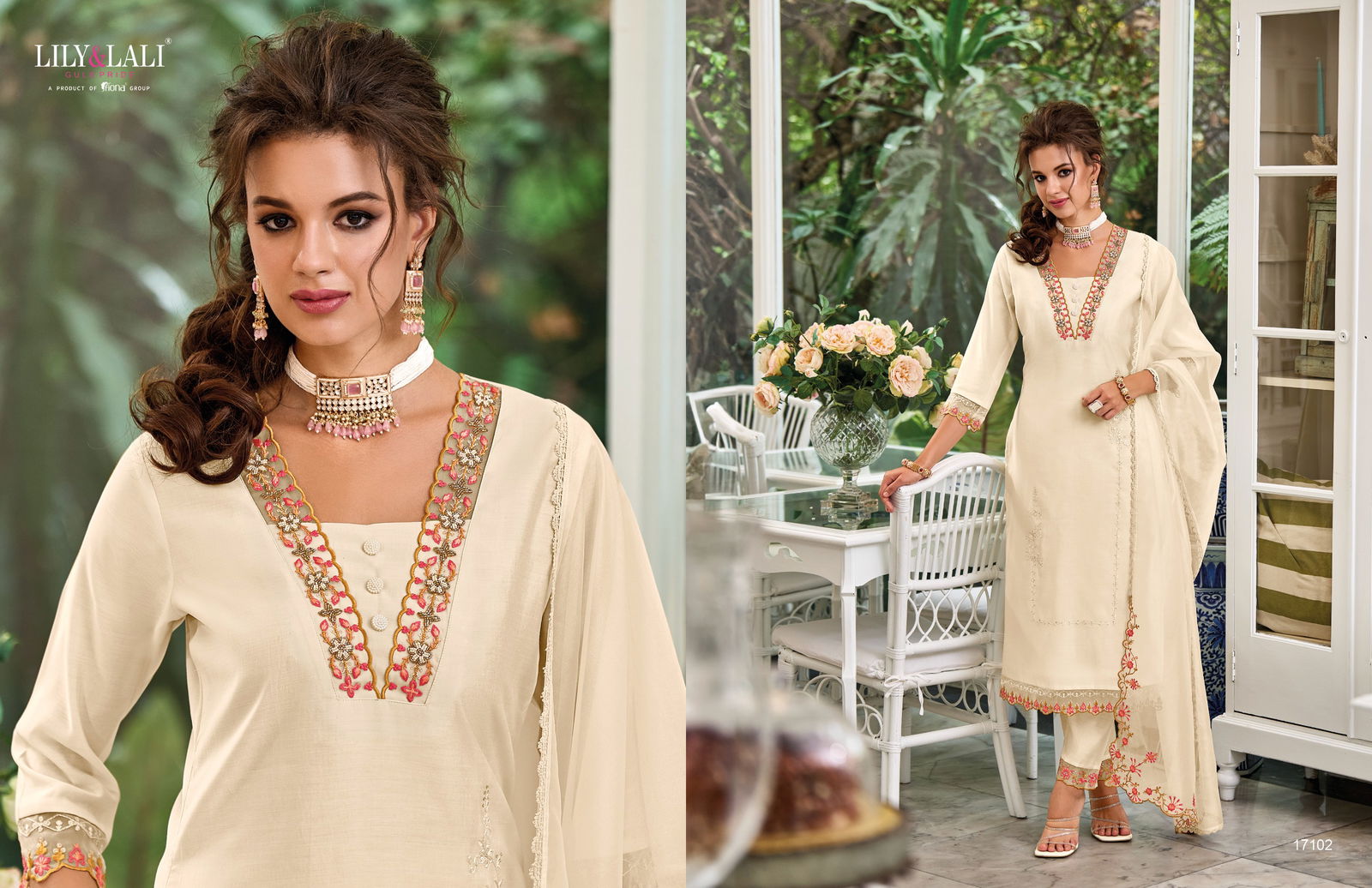 Melange By Lily And Lali Silk Embroidery Kurti With Bottom Dupatta Wholesale Clothing Suppliers In India